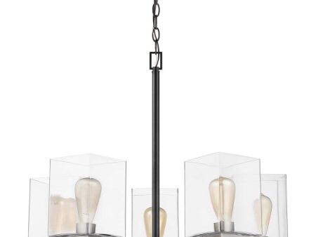 Crossroads 5-Light Chandelier Matte Black with Clear Glass Online