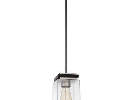 Crossroads 1-Light Mini Pendant Matte Black with Clear Glass For Cheap