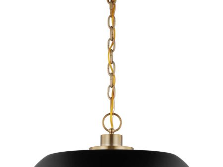 Colony 1-Light Medium Pendant Matte Black with Burnished Brass Sale