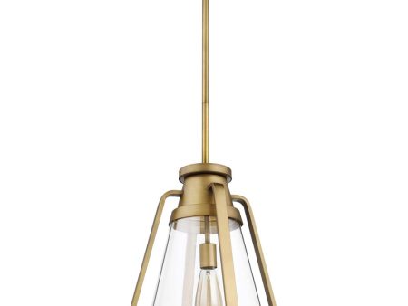 Everett 1-Light 14-in Pendant Natural Brass with Clear Glass For Discount