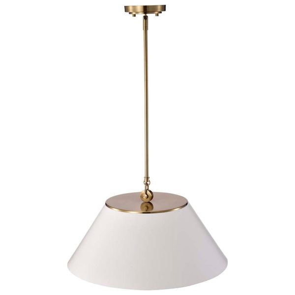 Dover 3-Light Large Pendant White with Vintage Brass Online Hot Sale