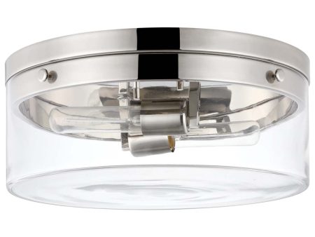 Intersection 60w Small Flush Mount Fixture Polished Nickel w  Clear Glass Online