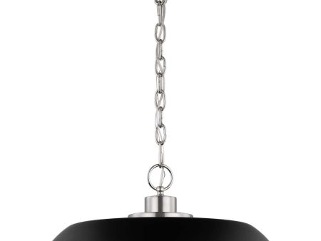 Colony 1-Light Medium Pendant Matte Black with Polished Nickel For Cheap