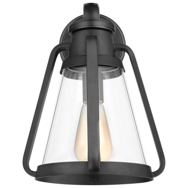 Everett 1-Light Large Wall Sconce Matte Black with Clear Glass Online now