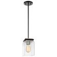 Crossroads 1-Light Mini Pendant Matte Black with Clear Glass For Cheap