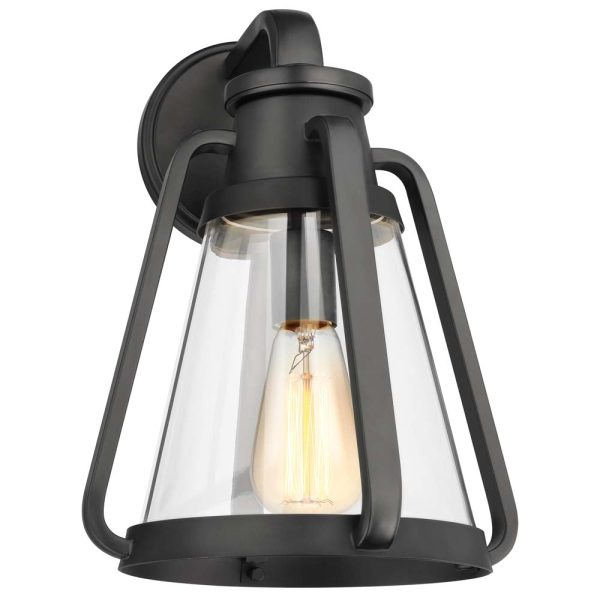 Everett 1-Light Large Wall Sconce Matte Black with Clear Glass Online now