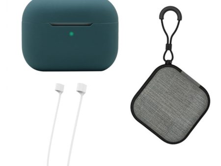 AirPods Pro 2 silicone case with strap and storage box - Needle Green Fashion