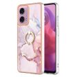 Marble patterned Motorola Moto E14 cover with ring holder - Rose Gold 005 Cheap