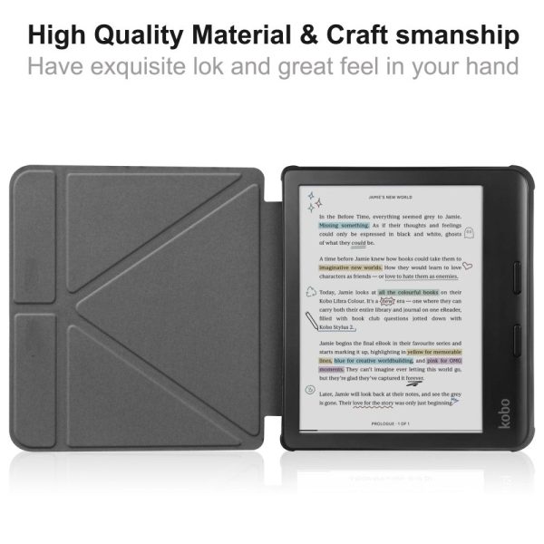 Stand Case for Kobo Libra Colour eReaders PU Leather Sleeve Cover with Auto Wake   Sleep - Black Online Sale