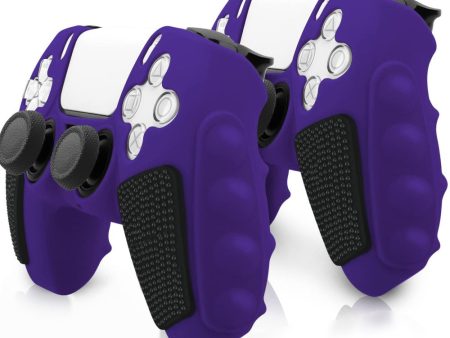 PS5 Controller Silicone Case Color Matching Protective Cover (Without Joy-Stick Caps) - Purple For Cheap