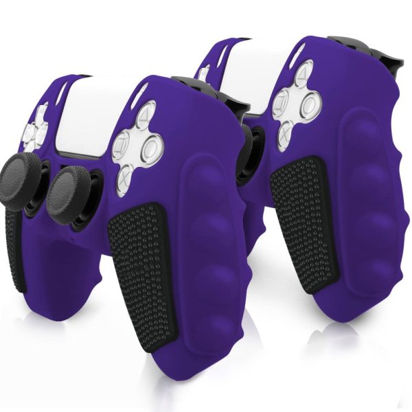 PS5 Controller Silicone Case Color Matching Protective Cover (Without Joy-Stick Caps) - Purple For Cheap