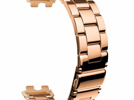 Huawei Band 9 Watch Strap Stainless Steel Slim Watch Band with Metal Connector - Rose Gold Online Sale