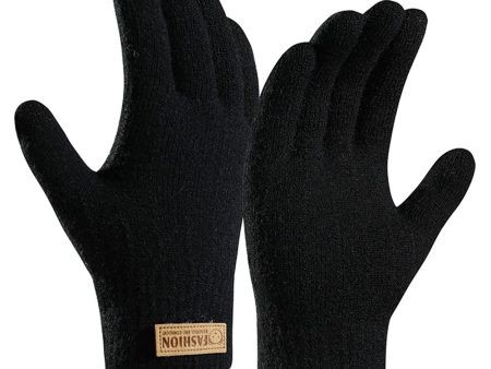 WinterTouch Women s Dual Layer Knitted Warm Gloves with Bear Badge - Black Online Hot Sale