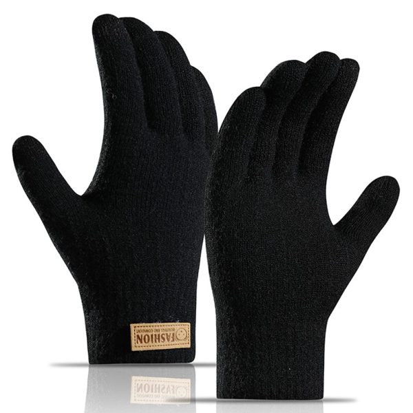 WinterTouch Women s Dual Layer Knitted Warm Gloves with Bear Badge - Black Online Hot Sale