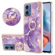 Marble patterned Motorola Moto G34 cover with ring holder - Purple 002 Fashion