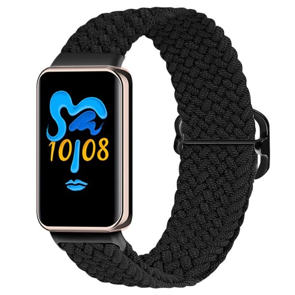 Honor Band 9 Braided Watch Band Adjustable Nylon Stretchy Sport Replacement Strap - Black Hot on Sale