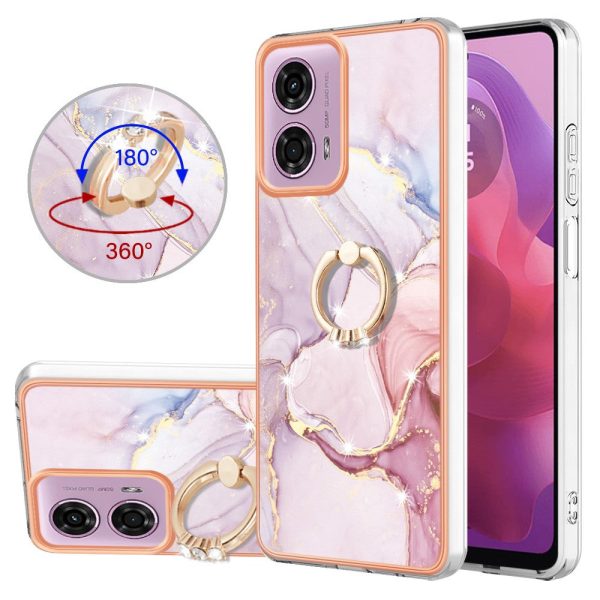 Marble patterned Motorola Moto E14 cover with ring holder - Rose Gold 005 Cheap