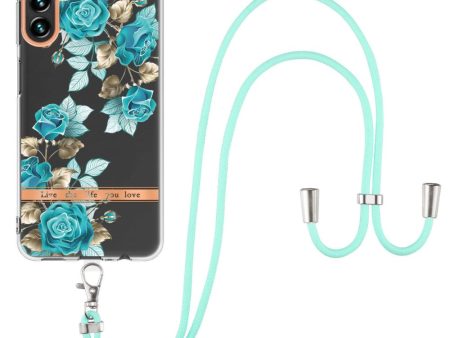 Slim and durable softcover with lanyard for Samsung Galaxy A34 5G - HC002 Blue Rose Online Hot Sale