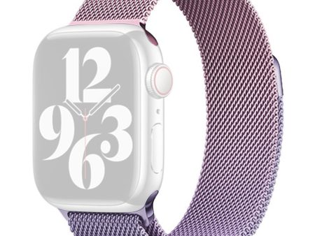 Apple Watch Series 49mm - 45mm - 44mm - 42mm Milanese Mesh Watchband - Pink+Lavender Hot on Sale