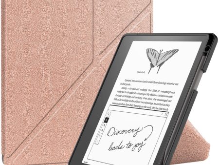 Amazon Kindle Scribe Origami Stand Vegan Leather and Flexible E-book Reader Case Shockproof E-Reader Cover with Auto Wake   Sleep - Rose Gold Supply