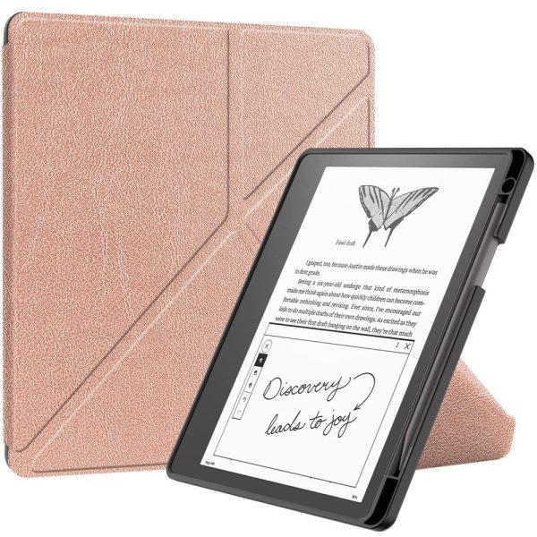 Amazon Kindle Scribe Origami Stand Vegan Leather and Flexible E-book Reader Case Shockproof E-Reader Cover with Auto Wake   Sleep - Rose Gold Supply