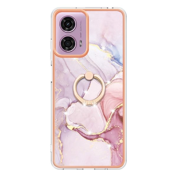 Marble patterned Motorola Moto E14 cover with ring holder - Rose Gold 005 Cheap