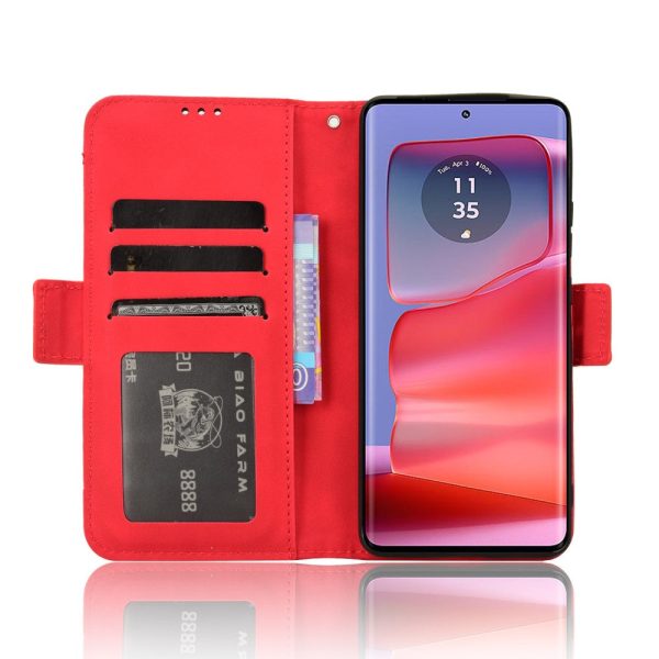 Modern-styled leather wallet case for Motorola Edge 50 Pro - Red Online