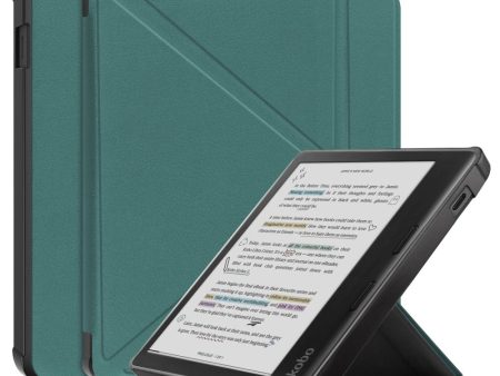 Stand Case for Kobo Libra Colour eReaders PU Leather Sleeve Cover with Auto Wake   Sleep - Blackish Green For Discount