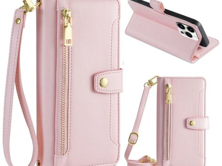 iPhone 15 Pro vegan leather wallet zipper case - Pink Online Hot Sale