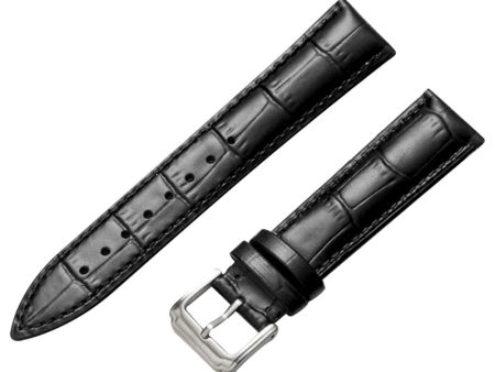 16mm Universal genuine leather watch strap - Black For Discount