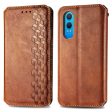 OnePlus Nord CE4 Lite leather case with a stylish rhombus imprint - Brown Discount