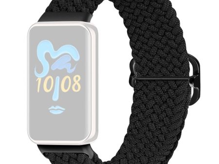 Honor Band 9 Braided Watch Band Adjustable Nylon Stretchy Sport Replacement Strap - Black Hot on Sale