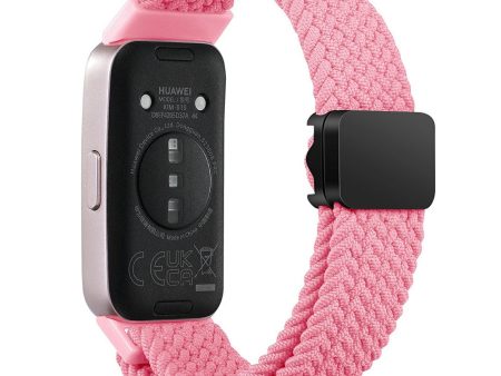 Huawei Band 8   9 Wrist Band Magnetic Buckle Nylon Braided Smartwatch Strap - Pink on Sale