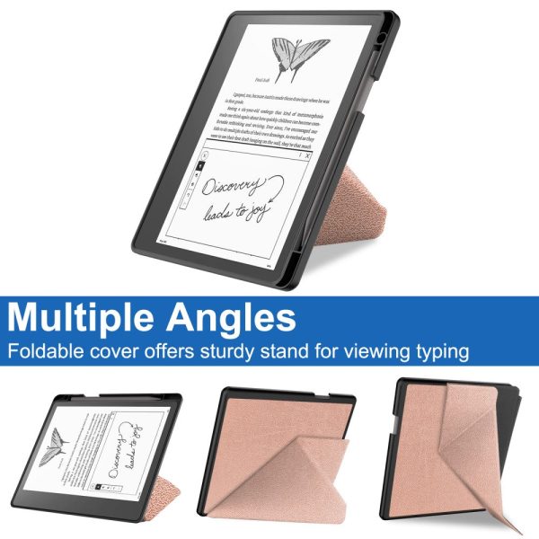 Amazon Kindle Scribe Origami Stand Vegan Leather and Flexible E-book Reader Case Shockproof E-Reader Cover with Auto Wake   Sleep - Rose Gold Supply