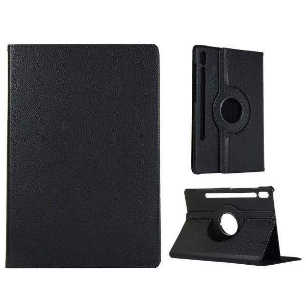 Samsung Galaxy Tab S9   S8 Tablet Case with Rotary Stand - Black with Elastic Band on Sale