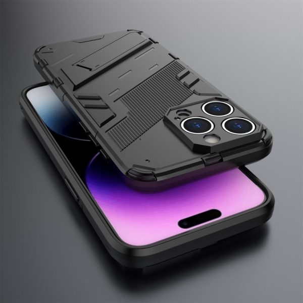 Shockproof hybrid cover with a modern touch for iPhone 15 Pro - Black on Sale