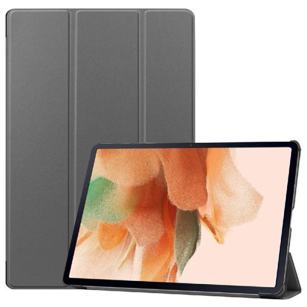 Samsung Galaxy Tab S7 FE tri-fold leather flip case - Grey Online now