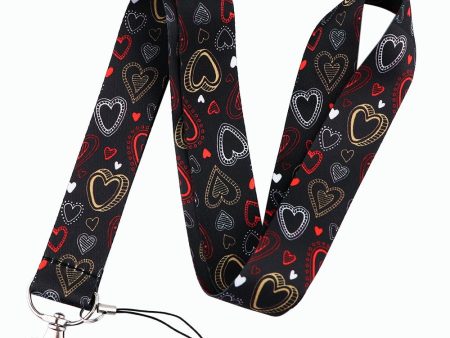 Universal heart shaped pattern phone lanyard - White, Red and Yellow Hearts Sale