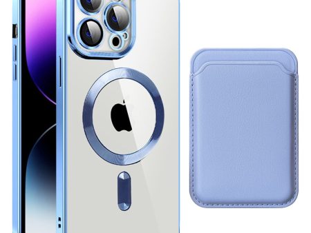 iPhone 14 Pro Max cover with MagSafe compatiblity and card bag - Blue Hot on Sale