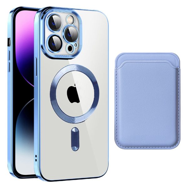 iPhone 14 Pro Max cover with MagSafe compatiblity and card bag - Blue Hot on Sale