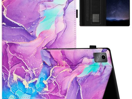 Lenovo Tab M11   Xiaoxin Pad 11 2024 Case Marble Leather Protective Tablet Cover Auto Wake Sleep - Purple For Discount