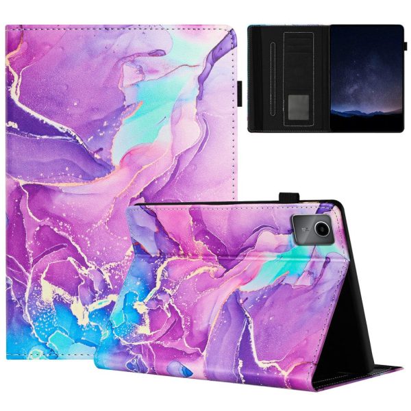 Lenovo Tab M11   Xiaoxin Pad 11 2024 Case Marble Leather Protective Tablet Cover Auto Wake Sleep - Purple For Discount