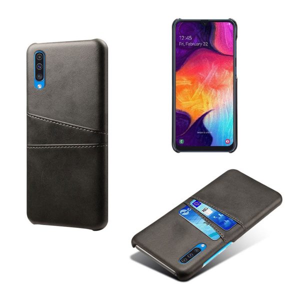 Samsung Galaxy A50 leather coated case - Black Hot on Sale