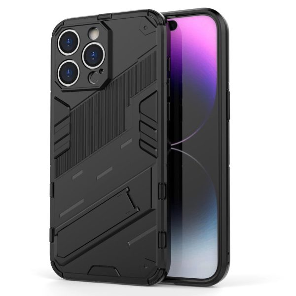 Shockproof hybrid cover with a modern touch for iPhone 15 Pro - Black on Sale