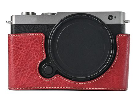 Panasonic Lumix S9 Camera Case Large Cutout Litchi Texture Vegan Leather Protective Cover - Red For Discount