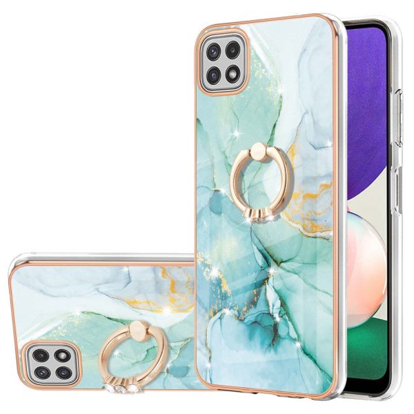 Marble patterned cover with ring holder for Samsung Galaxy A22 5G - Green Marble Haze For Sale