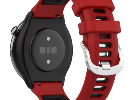 18mm Universal dual color cross strip silicone strap - Red   Black For Discount