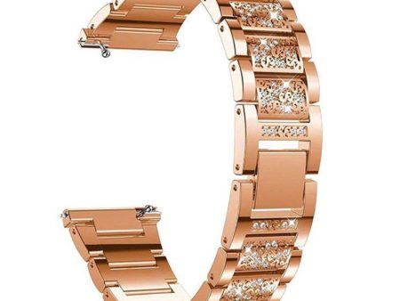 18mm Universal 3-bead rhinestone décor watch strap - Rose Gold Hot on Sale