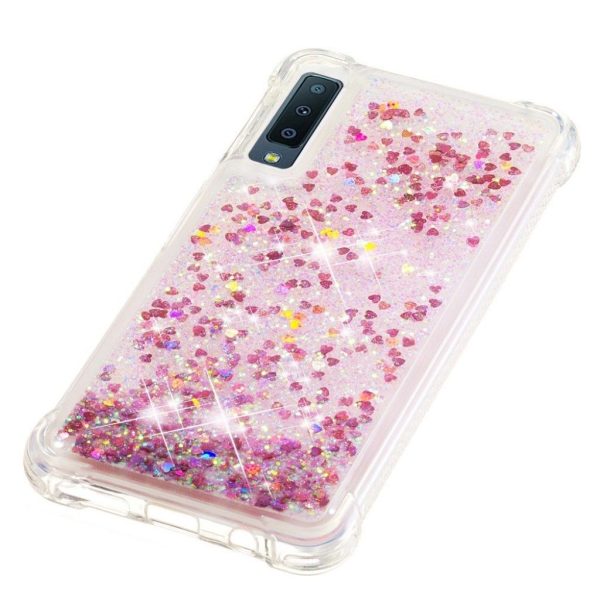 Samsung Galaxy A7 (2018) glitter powder shockproof case - Rose Gold Supply