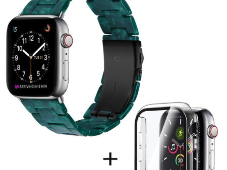 Apple Watch SE 2022 (40mm) 3 bead resin style watch strap with clear cover - Blackish Green on Sale